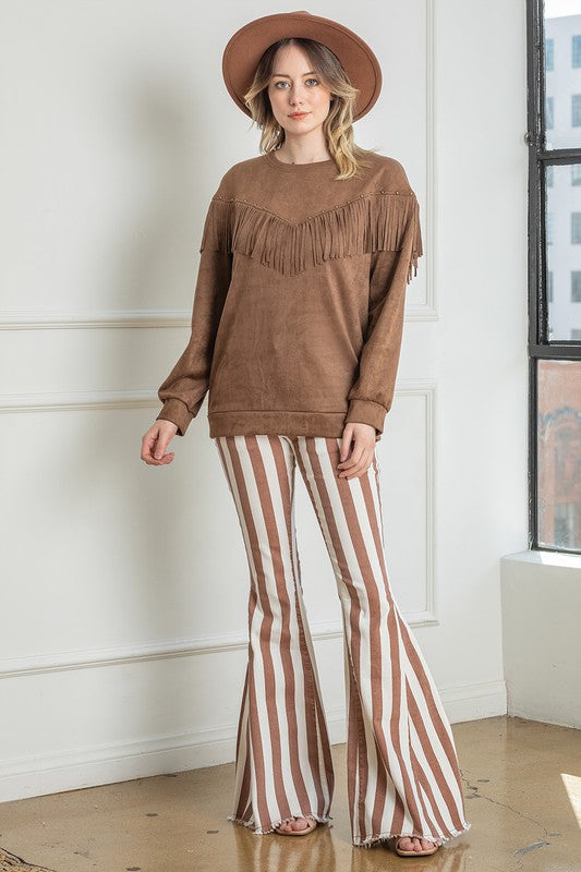 Fringed Suede Pullover
